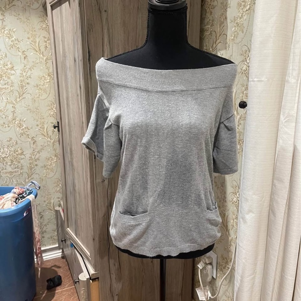Worthington Gray Off-Shoulder Blouse